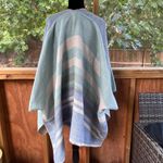 World Market Soft Knit Oversized Poncho Wrap Boho Blue And White OS. NEW Size undefined Photo 2