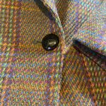 Vintage RARE Find Giorgio Sant’Angelo Tweed Plaid Pure Wool Blazer 12 *Flaw Purple Photo 5