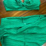 SheIn Green Strapless Bikini Set with Top and tie Bottoms. Size medium Photo 3