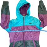 The North Face  Retro Windbreaker Jacket Hooded Turquoise Purple Gray‎ Small Photo 4