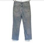 We The Free Free People  Button Fly Straight Leg Jeans Sz 29 Raw Hem Distressed Photo 1