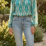 Michael Kors Top Striped Drop Waist Blouse Blue Photo 0