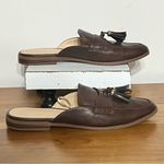 Loft  Elegant Brown Faux Leather Tassel Detail Loafers Women’s Size 8M Photo 2