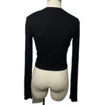 Cotton Citizen Deep V Ribbed Long Sleeve Top Black L Minimalist Stretch Basic Photo 3