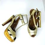 Alaïa Gold Snake Embossed Leather Platform High Heel Sandals EU 36.5 Luxury Size 6.5 Photo 1