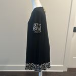 Loft NWT Petite Black Knit Embroidered Dress Sz MP Photo 2