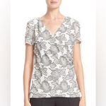 St. John  Metallic Silk Faux-Wrap Blouse Size 6 Photo 1