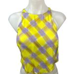 & Other Stories & Other Stories Yellow Purple Plaid Sleeveless Tank Cami Camisole Crop Top Sz 2 Photo 0