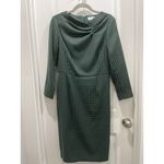 The Fold London Sheath Shift Green Tweed Pleated Neckline Dress Sz 12 Photo 5