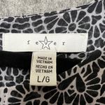 Fever Top Large Black White Print Sleeveless Layered Tunic Blouse Lined Sheer Photo 5