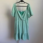 Draper James  RSVP Gingham Dress Puff Sleeve Wrap Green‎ XXL Photo 1