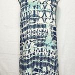 Nicole Miller  100% Linen Halter Sleeveless Tie-Dye Blue Aqua Short XS Dress Photo 0