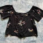 Volcom  Black Pink Orange Bud Seriously Button Front Short Sleeve Top Small Photo 0