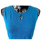 Embroidered Wide Strap Tank Top Boho Bohemian Summer Cotton Wmns Sz Small Blue Photo 4