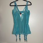 Seven til Midnight Teal Lace Babydoll Teddy Garter Straps Jewel Detail 3X/4X Blue Size undefined Photo 6
