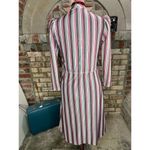 Blair dress long sleeved v neck striped puff long sleeves pink gray tan barbiecore Photo 3