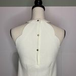 Just Me  Women's Small Short Ivory Form Fitting Textured Halter Dress Photo 4