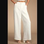 Lulus Pants L NWT Tweed Wide-Leg Chic and Sophisticated Ivory Textured Photo 1
