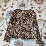SheIn Leopard Print Boat Neck Long Sleeve Fitted Top Y2K Going Out Large Photo 4