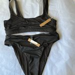 SKIMS  Swim Bikini Set tank‎ bikini top, and mid waist bottom, color onyx, size L Photo 1