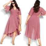 City Chic New! City Chic Enthrall Me Maxi Dress Dusty Rose Pink Wrap Sheer, plus size 16 Photo 1