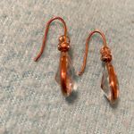 CRYSTAL faceted clear teardrop rose gold dangle drop pierced wire earrings White Photo 2