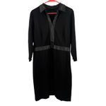 Talbots Dress Size 12 Faux Leather Trim Stretch Sheath Business Office Work Photo 3