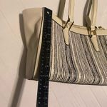 Antonio Melani  Women’s Black And White‎ Leather Shouder Bag Zipper Tote 9X4X14 Photo 4