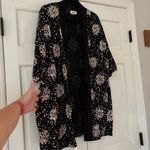 Pact Floral Organic Cotton Kimono Size XS/S Black Cream Pink Peach Floral Blooms Photo 6