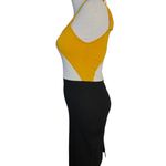 ZARA  Black Gold White Colorblock Bodycon Jersey Dress MEDIUM‎ Chic Modernist NWT Photo 2