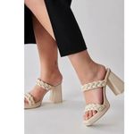 Dolce Vita Ivory Ashby Platform Braided Faux Leather Sandal Block Heels 9.5 White Photo 0