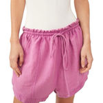 Free People NWT  Mirella Cinched Short in Pink Plum Women’s Sz Small Linen Blend Photo 0