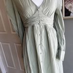by the River Midi Dress in Olive Sage Green Waist Button Front Small Milkmaid Photo 9