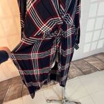 Fashion to figure Blue Red Long Plaid Button Front Twisted Tunic Blouse 1x Photo 2