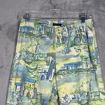 Bentley A Pants Womens 4 Blue Yellow Scenic Print Cropped Capri Bohemian Coastal Photo 3