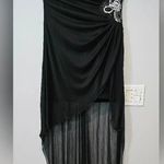 Teeze Me Black Jeweled Elegant Evening Mini Dress with train attached Photo 5