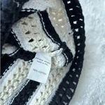 Apiece Apart  Black White Striped Open Crochet Knit Slouchy Pullover Sweater Larg Photo 5