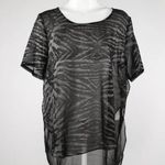 Lucy Paris REVOLVE x Women's Top Size:L Sheer Zebra-Print Black Silver Photo 0