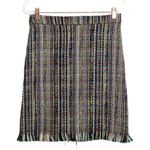 Anthropologie Tweed Multi-Color Fringe Skirt Size 4 Modern Royalty Preppy Photo 3