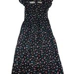 vintage women's XS small Saks Fifth Ave Young dimensions black floral tiered mid Photo 0