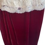 Belsoie Vintage off White Lace and burgundy Red Velvet Long Dress Sleeveless Size 10 Photo 9