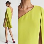 Reiss  Green Samantha One Shoulder Cape Mini Cocktail Dress Size 10 Photo 3