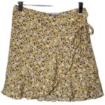Abercrombie & Fitch NEW  Yellow White Brown Floral Viscose Wrap Mini Skirt Size S Photo 1