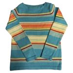 Ralph Lauren Lauren Womens Petite Small Sweater Blue Orange Cream Serape Striped Photo 4