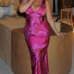 ZARA  pink floral satin midi dress wedding evening party coctail  Photo 0