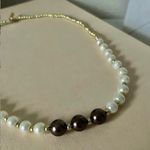 Handmade Chocolate Pearl Goldcore Necklace  “Padua” Toggle Cream Espresso Classy Photo 4