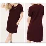 Lou & grey Anthropologie Maroon Red Black Striped Knee Length Dress Size Medium Photo 1