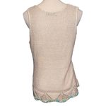 Gizel Women’s Knit Tank Tan Blue Green Size 1X Soft Crochet Knitted Cottagecore Photo 5
