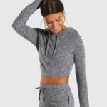 Gymshark EUC Women's Slounge Knit Crop Top Hoodie Grey Size XS Loungewear Photo 0