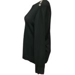 Women's Black Long Sleeve Knitted Pullover Sweater Gold Shoulder Button Size LP Photo 4